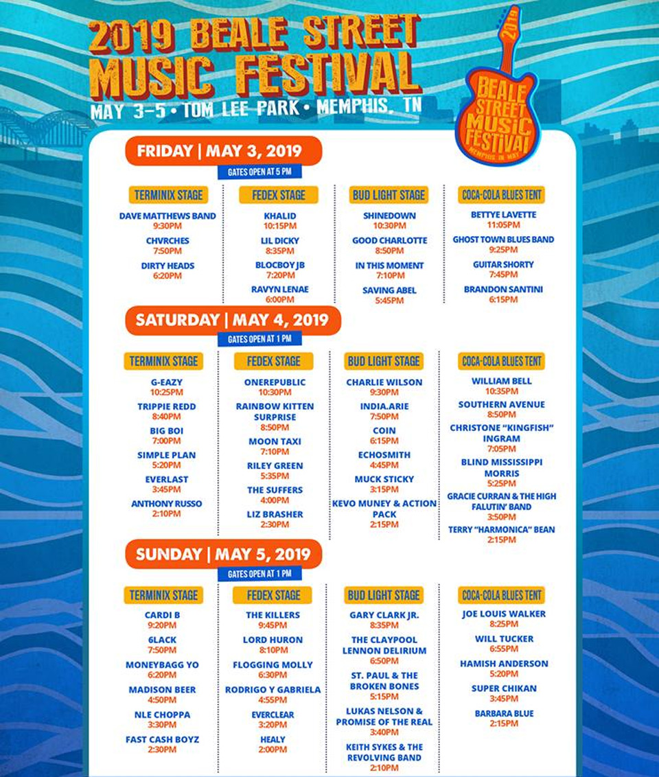 Beale Street Music Festival schedule
