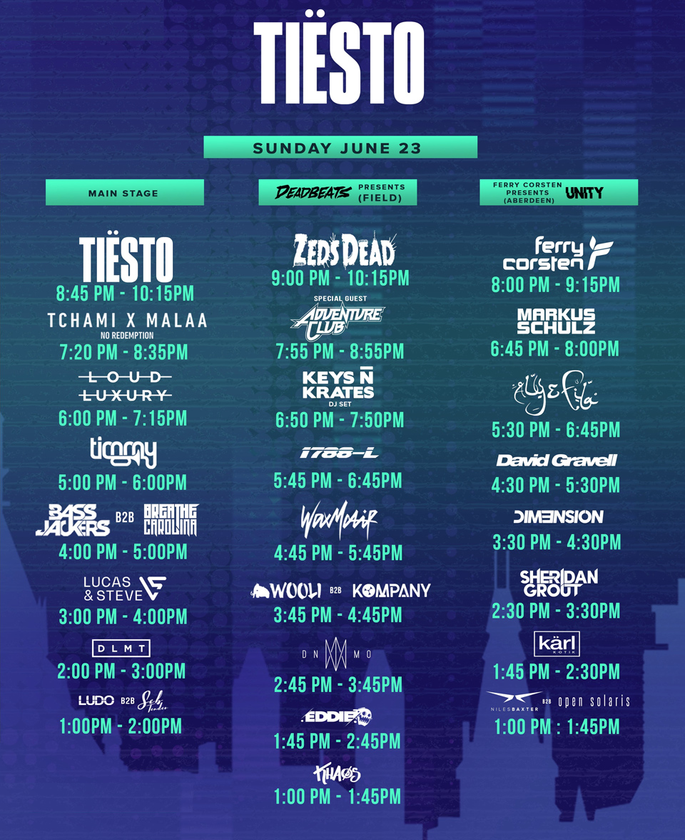 Escapade Music Festival schedule Escapade Music Festival schedule