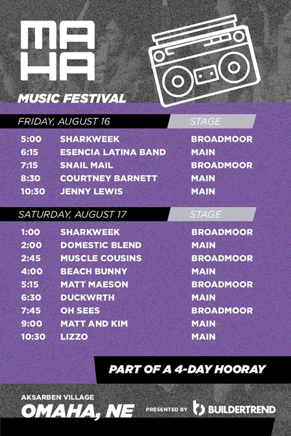 2019 Maha Music Festival schedule