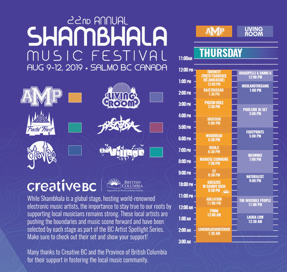 2019 Shambhala Music Festival Schedule 